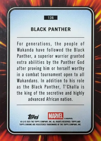 2025 TOPPS CHROME MARVEL BLACK PANTHER 145/399＃136 /ブラックパンサー thumbnail 2