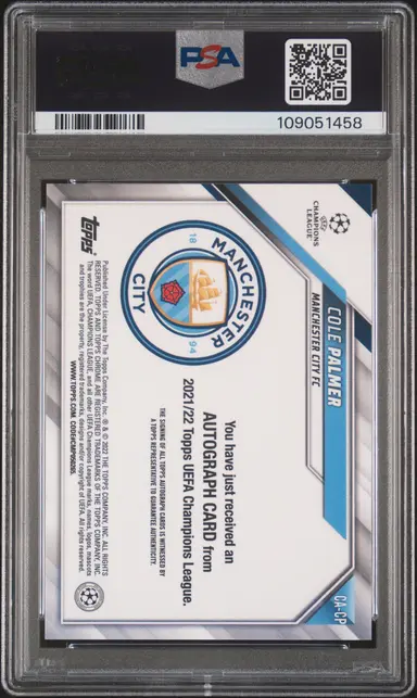 2021 TOPPS CHROME UCL COLE PALMER CHROME AUTOGRAPHS #CP PSA9 / コールパーマー サムネイル 2