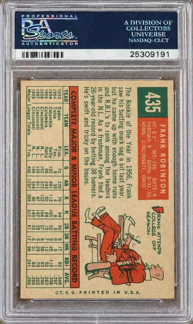 1959 TOPPS FRANK ROBINSON #435 PSA5 / フランクロビンソン サムネイル 2