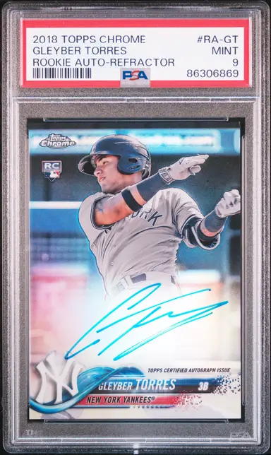 2018 TOPPS CHROME GLEYBER TORRES ROOKIE AUTO-REFRACTOR #RA-GT PSA9 / グレイバートーレス サムネイル 1