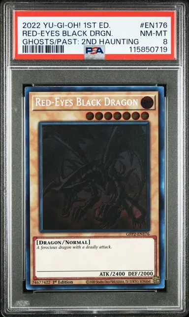 2022 YU-GI-OH! 1ST ED.  RED-EYES BLACK DRGN. 2ND HAUNTING #EN176 PSA8 サムネイル 1