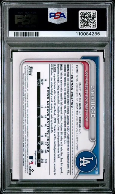2024 BOWMAN DRAFT ZYHIR HOPE CHROME-LUNAR GLOW REF #BDC139 PSA9 / ザイア ホープ サムネイル 2
