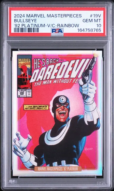 2024 UPPER DECK MARVEL MASTERPIECES BULLSEYE '92 PLATINUM-V/C-RAINBOW #19V PSA10 サムネイル 1