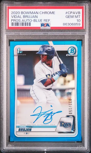 2020 BOWMAN CHROME VIDAL BRUJAN PROS.AUTO-BLUE REF. #CPAVB PSA10 / ビダルブルハーン サムネイル 1