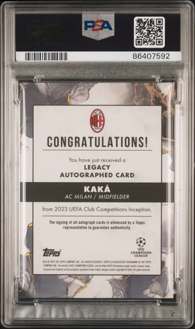 2022-23 TOPPS INCEPTION UCC KAKA LEGACY-AUTO-PURPLE PSA10 / カカ サムネイル 2