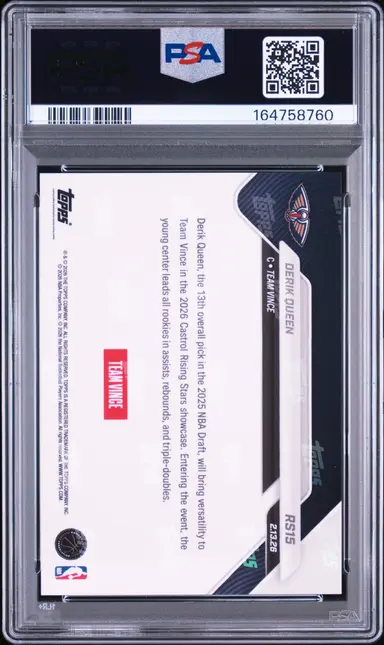 2026 TOPPS NOW RISING STARS DERIK QUEEN RISING STARS #15 PSA8 サムネイル 2