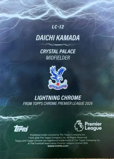 2026 TOPPS CHROME DAICHI KAMADA LC-12 LIGHTNING CHROME / 鎌田大地 サムネイル 2