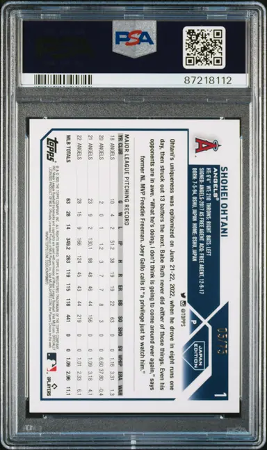 2023 TOPPS BASEBALL JAPAN EDITION SHOHEI OHTANI JADE GREEN #1 PSA10 05/75 サムネイル 2