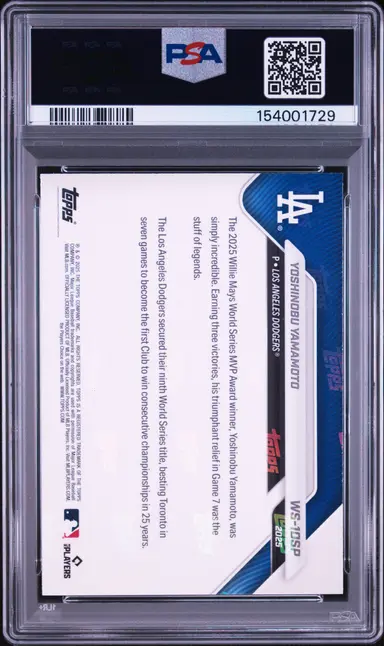 2025 TOPPS NOW YOSHINOBU YAMAMOTO WORLD SERIES CHAMPIONS #10SP PSA10 / 山本由伸 サムネイル 2