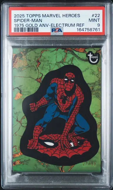 2025 TOPPS MARVEL HEROES SPIDER MAN 1975 GOLD ANNIVERSARY #22 SPIDER-MAN PSA9 27/99 サムネイル 1