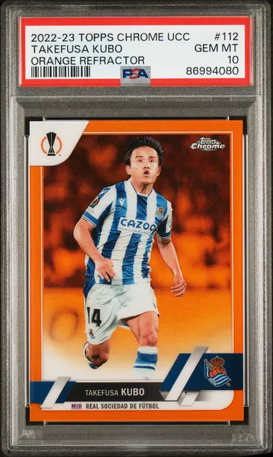 2022-23 TOPPS CHROME UCC TAKEFUSA KUBO ORANGE REFRACTOR #112 PSA10 久保建英 サムネイル 1