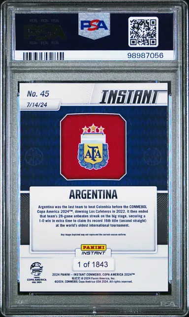 2024 PANINI INSTANT ARGENTINA CONMEBOL COPA AMERICA 2024 #45 PSA9 サムネイル 2