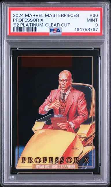 2024 UPPER DECK MARVEL MASTERPIECES PROFESSOR X '92 PLATINUM-CLEAR CUT #66 PSA9 サムネイル 1
