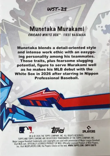 2026 TOPPS CHROME MUNETAKA MURAKAMI WST-25 REF / 村上宗隆 サムネイル 2
