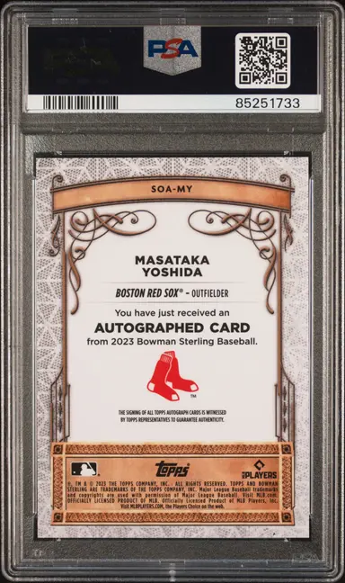 2023 BOWMAN STERLING MASATAKA YOSHIDA OPULNCE AU-SUPERFRACTOR 1/1 #SOAMY PSA10 / 吉田正尚 サムネイル 2