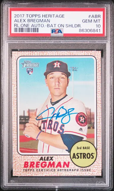 2017 TOPPS HERITAGE ALEX BREGMAN RL.ONE AUTO.-BAT ON SHLDR. #ABR PSA10 / アレックスブレグマン サムネイル 1