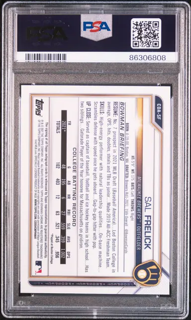 2021 BOWMAN DRAFT SAL FRELICK CHROME DP AU-PURPLE REF. #CDASF PSA10 / サルフレリック 244/250 サムネイル 2