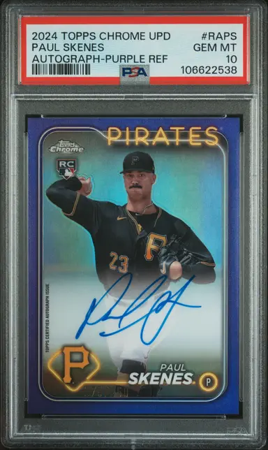 2024 TOPPS CHROME UPDATE PAUL SKENES AUTOGRAPH-PURPLE #RAPS PSA10 / ポールスキーンズ サムネイル 1