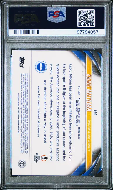 2023-24 TOPPS CHROME SAPPHIRE UCC KAORU MITOMA RED #169 PSA10 2/5 / 三笘薫 サムネイル 2