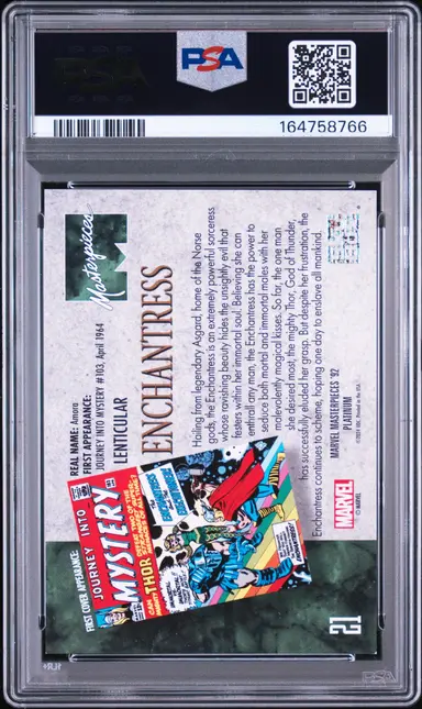 2024 UPPER DECK MARVEL MASTERPIECES ENCHANTRESS '92 PLATINUM-LENTICULAR #21 PSA8 サムネイル 2