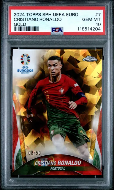 2024 TOPPS CHROME SAPPHIRE UEFA EURO CRISTIANO RONALDO GOLD #7 PSA10 サムネイル 1