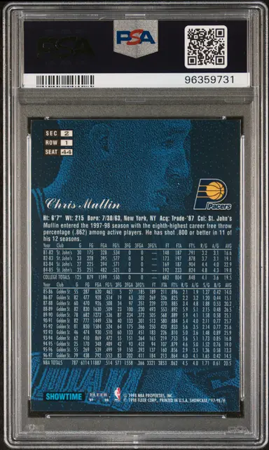 1997 FLAIR SHOWCASE CHRIS MULLIN ROW 1 #44 PSA9 クリス マリン サムネイル 2