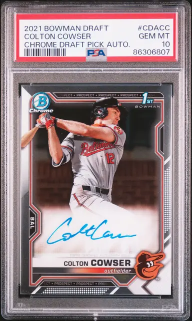 2021 BOWMAN DRAFT COLTON COWSER CHROME DRAFT PICK AUTO #CDACC PSA10 / コルトンカウザー サムネイル 1