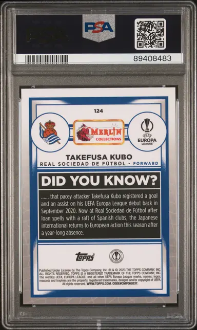 2022-23 TOPPS MERLIN CHROME UCC TAKEFUSA KUBO RED REFRACTOR #124 PSA10 07/10 / 久保建英 サムネイル 2