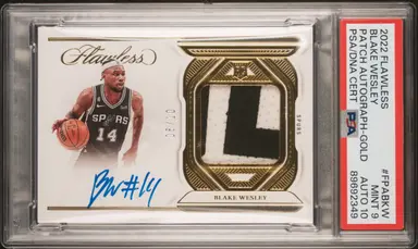 2022 PANINI FLAWLESS BLAKE WESLEY PATCH AUTOGRAPH-GOLD #FPABKW PSA9 / ブレイク ウェスリー サムネイル 1