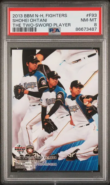 2013 BBM HOKKAIDO NIPPON HAM FIGHTERS SHOHEI OHTANI THE TWO-SWORD PLAYER #F93 PSA8 サムネイル 1