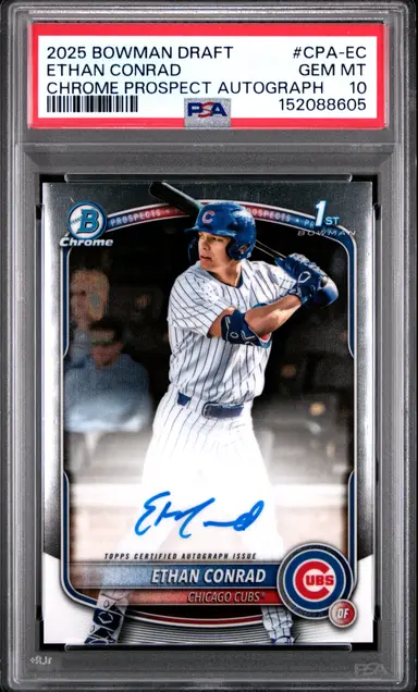 2025 BOWMAN DRAFT ETHAN CONRAD CHROME PROSPECT AUTOGRAPHS #CPA-EC PSA10 サムネイル 1
