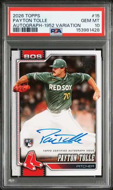 2026 TOPPS PAYTON TOLLE AUTOGRAPH-1952 VARIATION #15 PSA10 / ペイトントール サムネイル 1