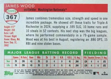 2026 TOPPS CHROME PLATINUM JAMES WOOD PRINTAUTO #376 / ジェームズウッド サムネイル 2