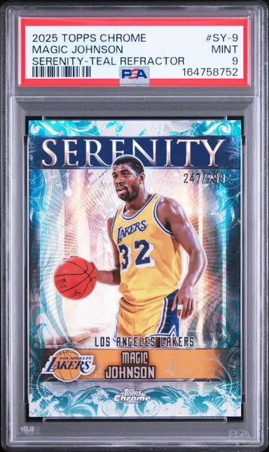 2025 TOPPS CHROME MAGIC JOHNSON SERENITY-TEAL REFRACTOR #SY-9 PSA9 / マジックジョンソン サムネイル 1
