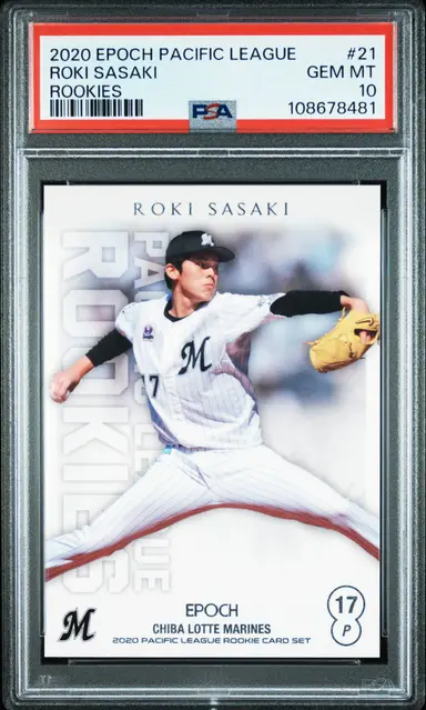 2020 EPOCH PACIFIC LEAGUE ROKI SASAKI ROOKIES #21 PSA10 / 佐々木朗希 サムネイル 1