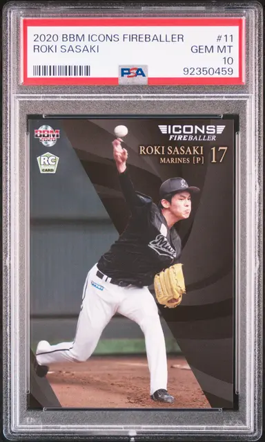 2020 BBM ICONS FIREBALLER ROKI SASAKI #11 PSA10 佐々木 朗希 サムネイル 1