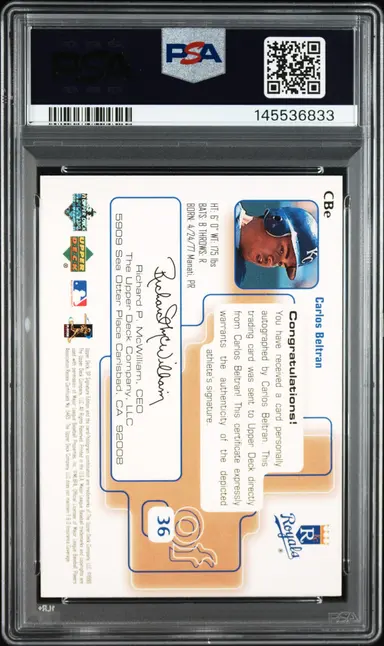 1999 SP SIGNATURE CARLOS BELTRAN AUTOGRAPHS #CBE PSA10 / カルロス ベルトラン サムネイル 2