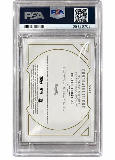 2019 TOPPS DEFINITIVE COLLECTION RONALD ACUNA JR. DEFINITIVE AUTOGRAPH COLL. #RAJ PSA8 / ロナルドアクーニャ サムネイル 2