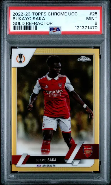 2022-23 TOPPS CHROME UCC BUKAYO SAKA GOLD REFRACTOR #25 PSA9 ブカヨ サカ サムネイル 1