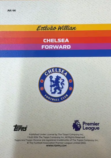 2026 TOPPS CHROME ESTEVAO WILLIAN REFRACTOR ALIVE AND KICKING #AK-14 / エステヴァン・ウィリアン thumbnail 2