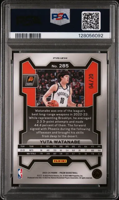 2023 PANINI PRIZM  YUTA WATANABE CHERRY BLOSSOM CHOICE #285 PSA10 04/20 サムネイル 2