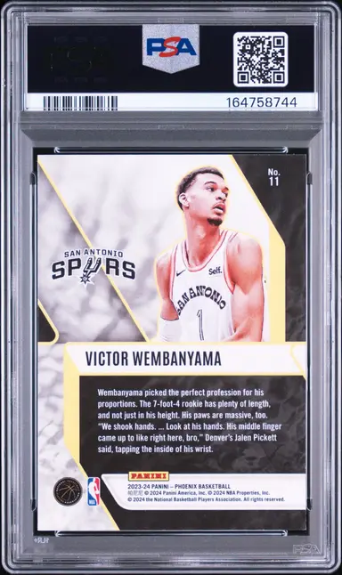 2023 PANINI PHOENIX VICTOR WEMBANYAMA FADE TO BLACK #11 PSA9 サムネイル 2