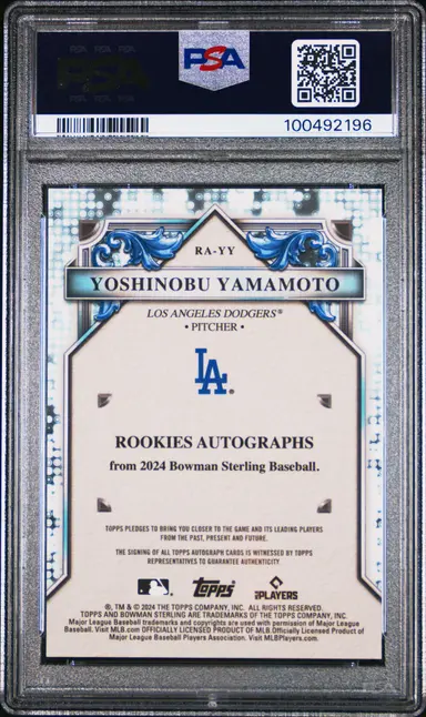 2024 BOWMAN STERLING  YOSHINOBU YAMAMOTO ROOKIE AUTO-ROSE GOLD REF  #RAYY PSA10 12/15 / 山本由伸 サムネイル 2