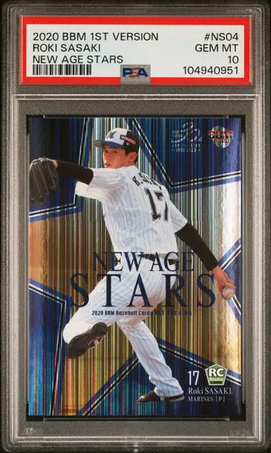 2020 BBM 1ST VERSION NEW AGE STARS  ROKI SASAKI NEW AGE STARS #NS04 PSA10 / 佐々木朗希 サムネイル 1