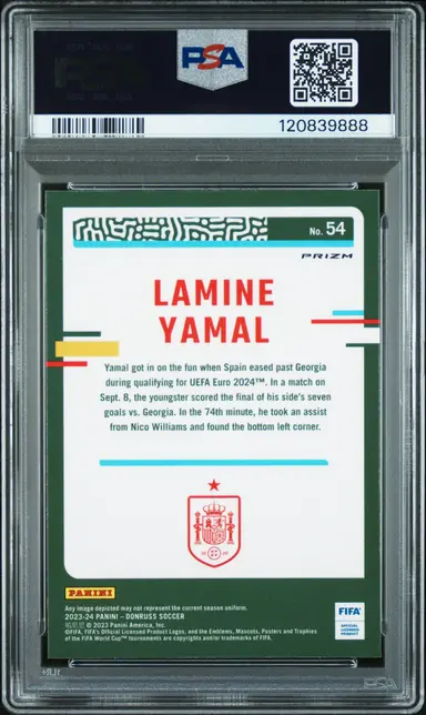 2023-24 DONRUSS FIFA LAMINE YAMAL OPTIC-HOLO #54 PSA10 / ラミン ヤマル サムネイル 2