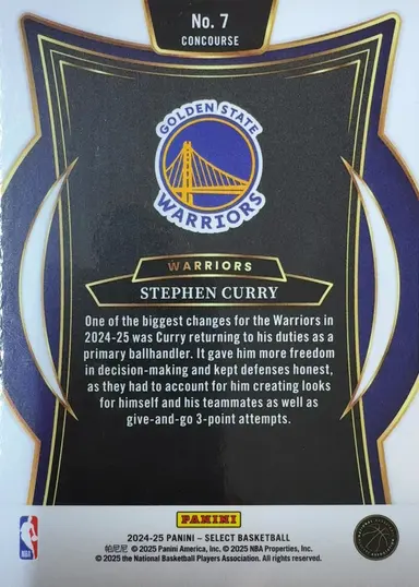 2024-25 PANINI SELECT STEPHEN CURRY #7 / ステフィン・カリー thumbnail 2
