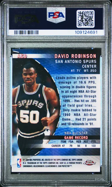 1999 TOPPS CHROME  DAVID ROBINSON NBA ALL-STARS #AS9 PSA9 サムネイル 2