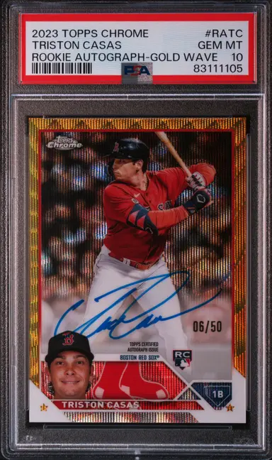 2023 TOPPS CHROME TRISTON CASAS ROOKIE AUTO-GOLD WAVE REF #RATC PSA10 / トリストンカサス サムネイル 1