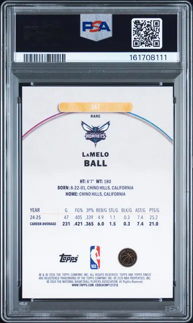 2025 FINEST LAMELO BALL PURPLE GEOMETRIC 35/50 #247 PSA10 / ラメロボール thumbnail 2