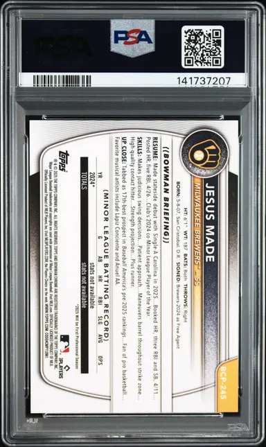 2025 BOWMAN CHROME JESUS MADE PROSPECTS-GOLD REPTILIAN #BCP245 PSA9 サムネイル 2